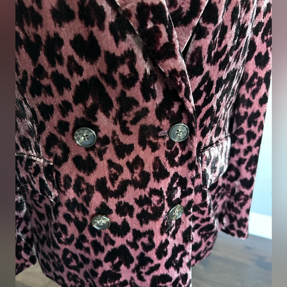 J. Crew Double Breasted Drapey Velvet Blazer Jacket Rose Leopard Print 12 - Picture 4 of 13